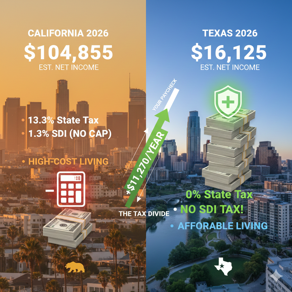California vs. Texas Take-Home Pay 2026: The Ultimate Tax & Cost Comparison