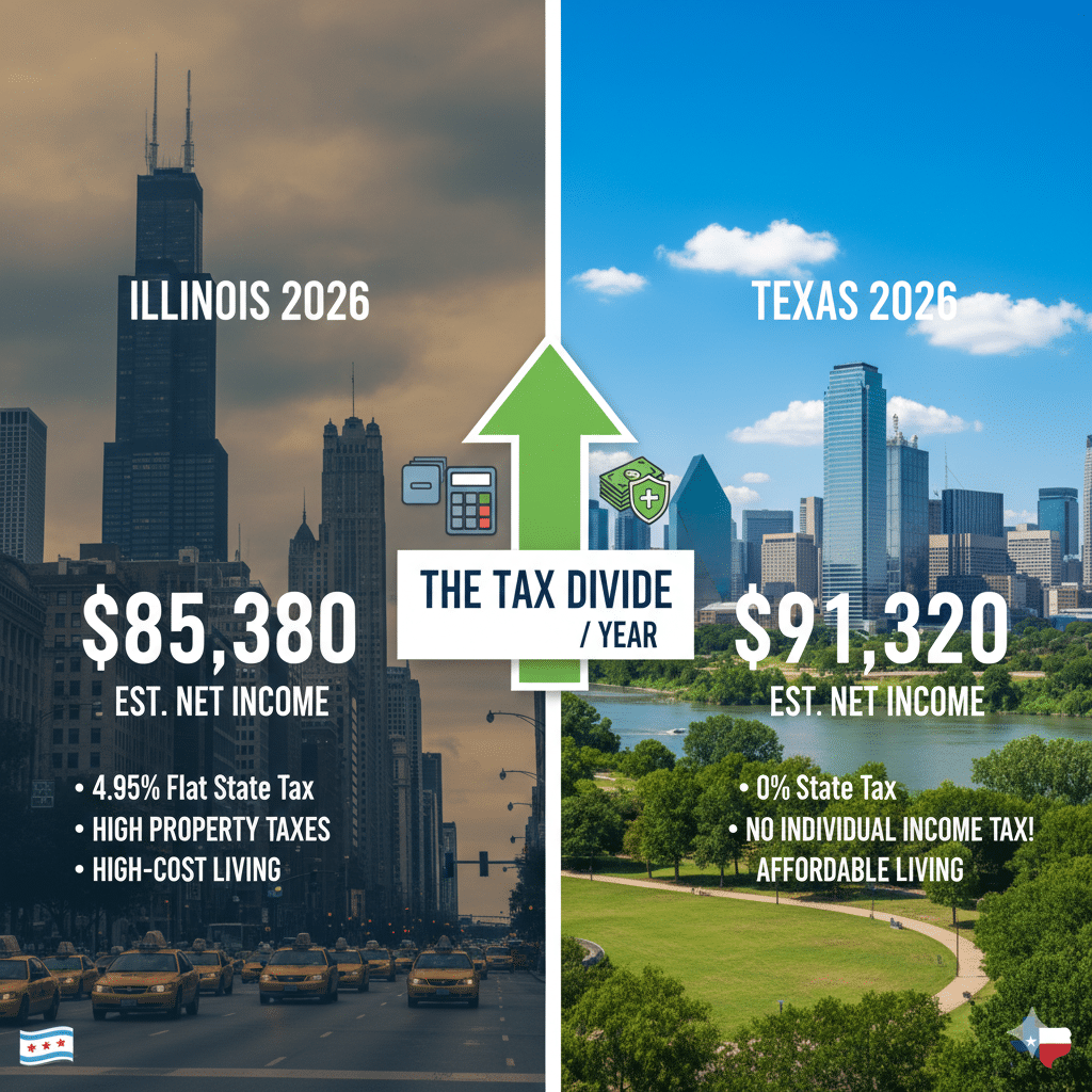Illinois to Texas Tax Migration 2026: The Prairie State's Costly Farewell